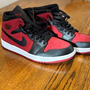 Jordan 1 Men's Black and Red High-Top Sneakers - No Box